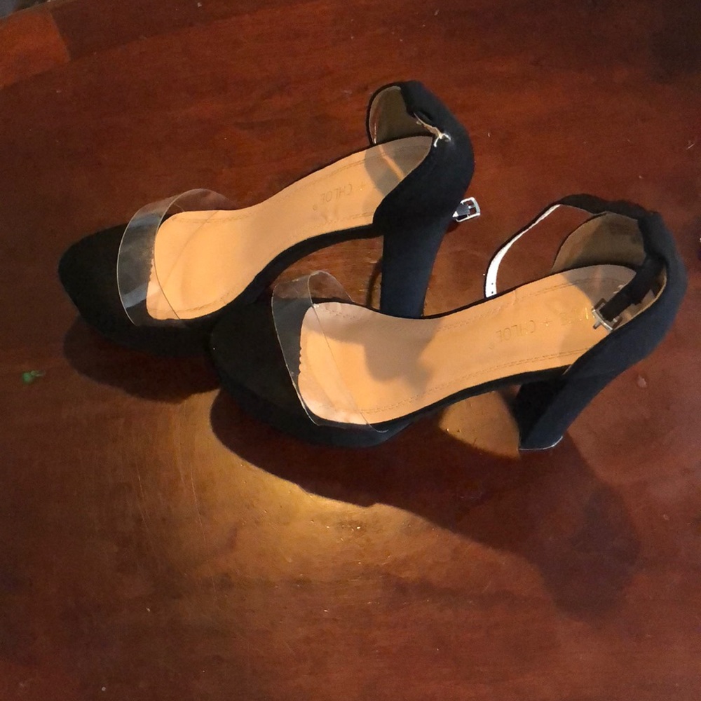 Black chunky high heels